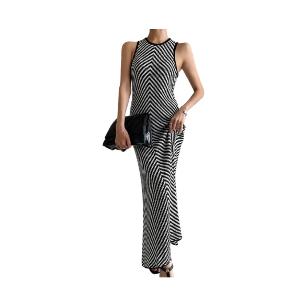 House of Harlow 1960 NEW Revolve Medium Navy White Crotchet Knit Maxi dress NWOT